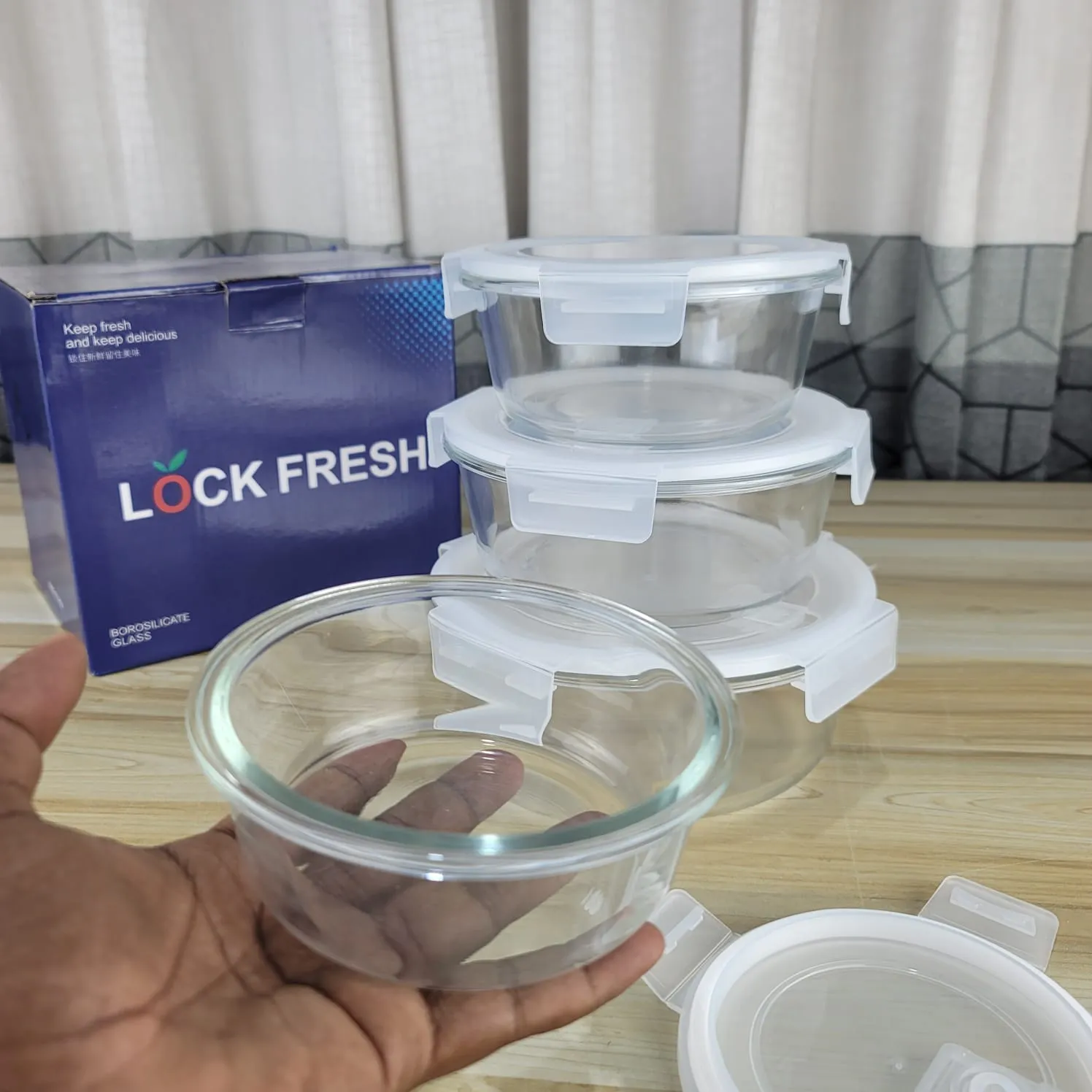 4pcs Transparent Round Airtight Bati Set 01091