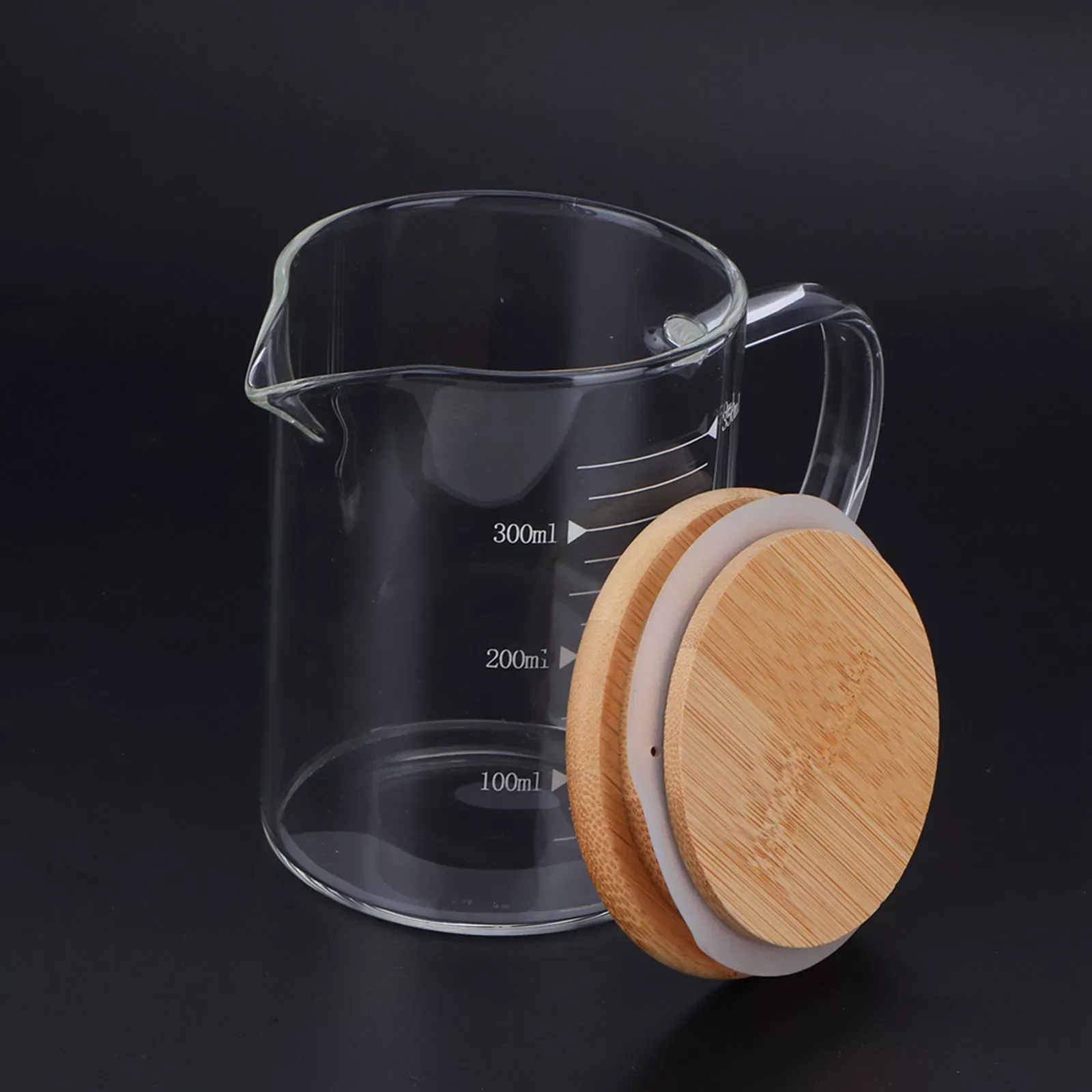 350ml Borosilicate Measuring Cup with Wooden lid 00937 - Image 3