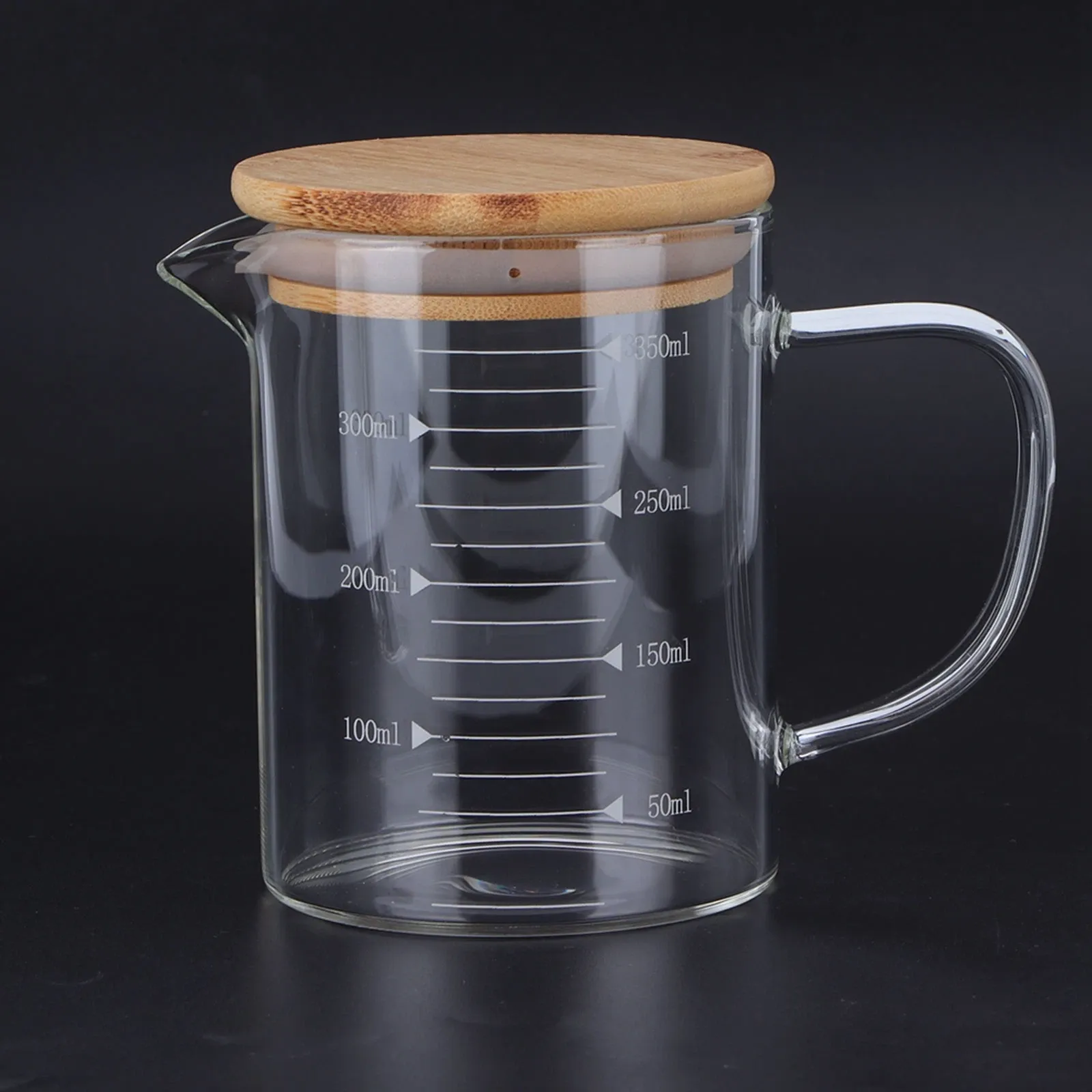 350ml Borosilicate Measuring Cup with Wooden lid 00937 - Image 4