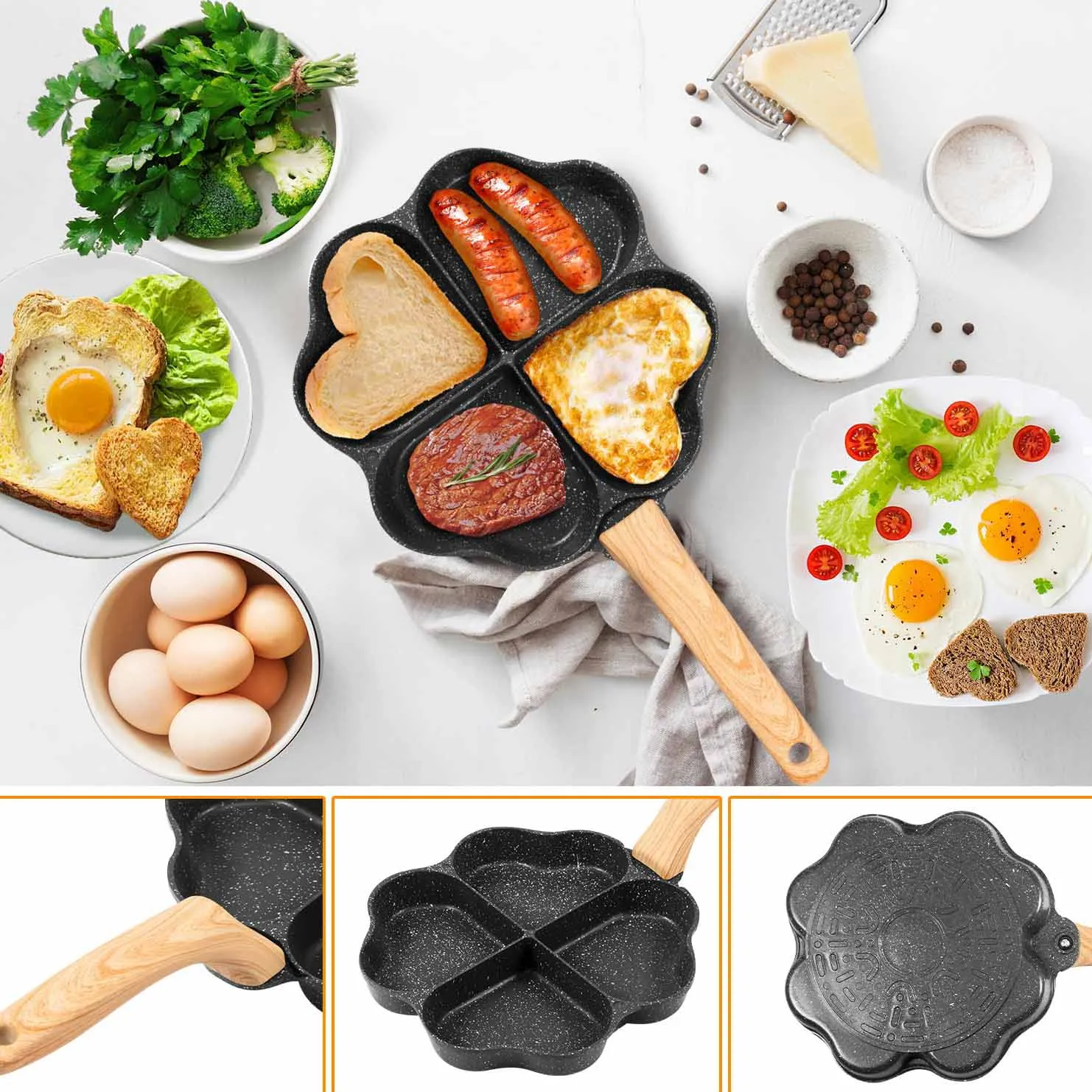 Love Shape 4 Hole Egg Pan 01322