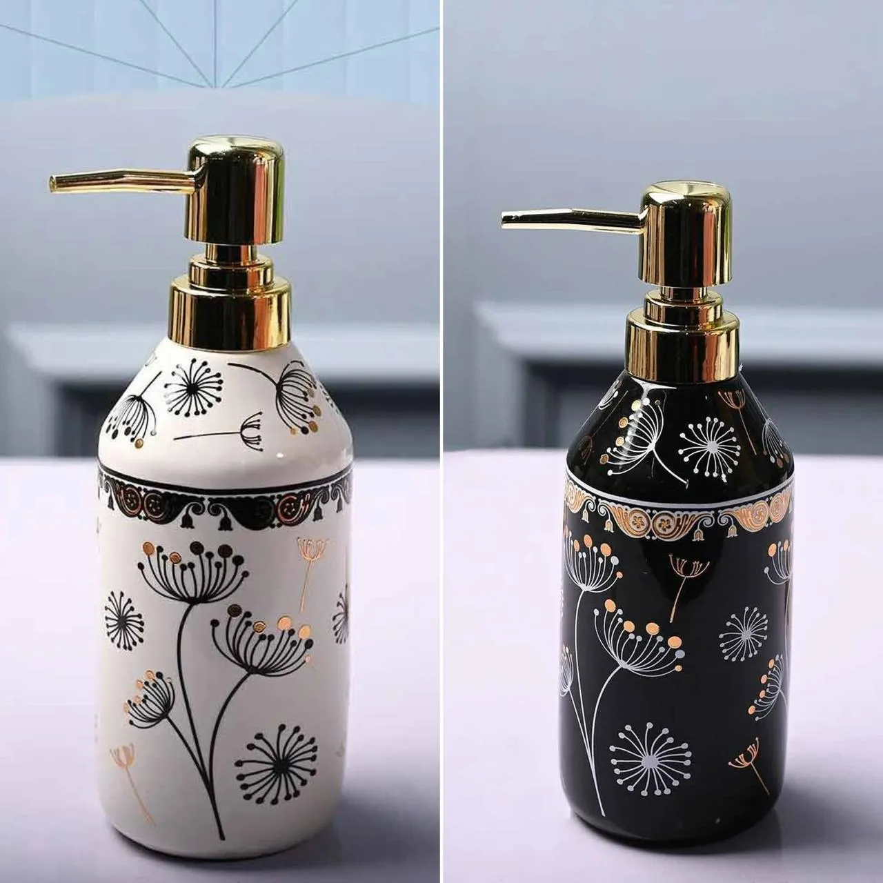 Flower Design Ceramic Soap Dispenser 00851
