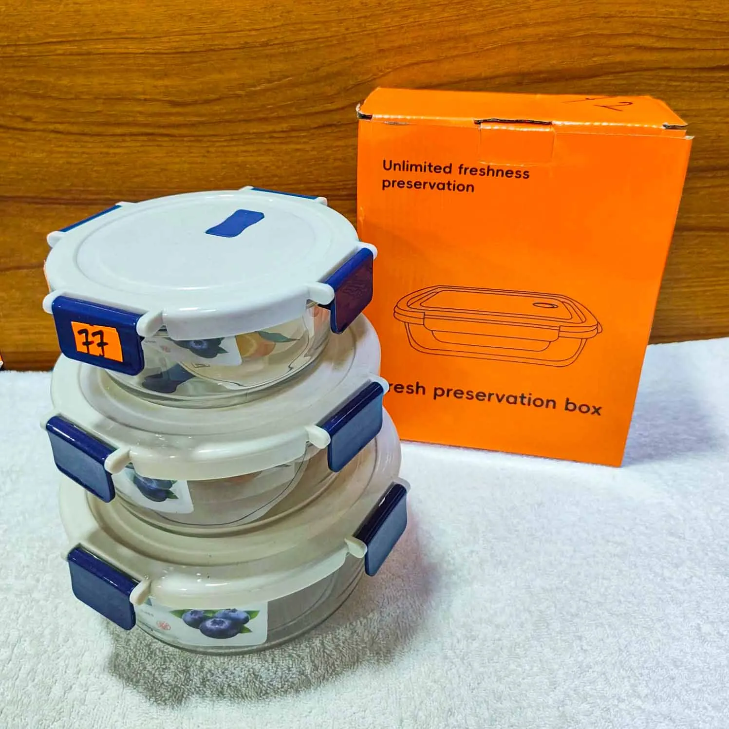 Multi Colour Round Fiber Lid Airtight Bati Set 01079