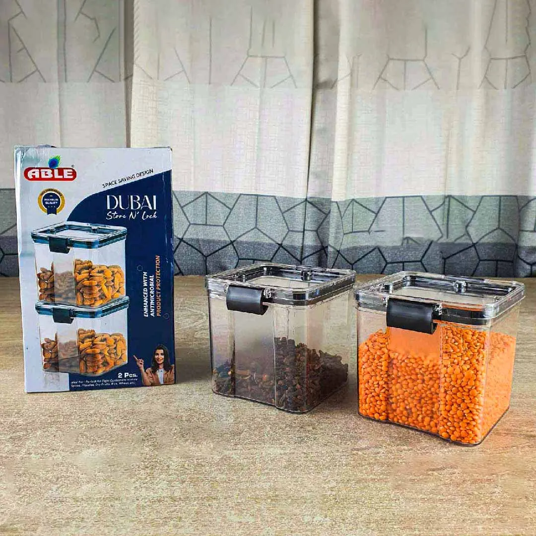 2 Pcs Able Square Acrylic Food Container 00803