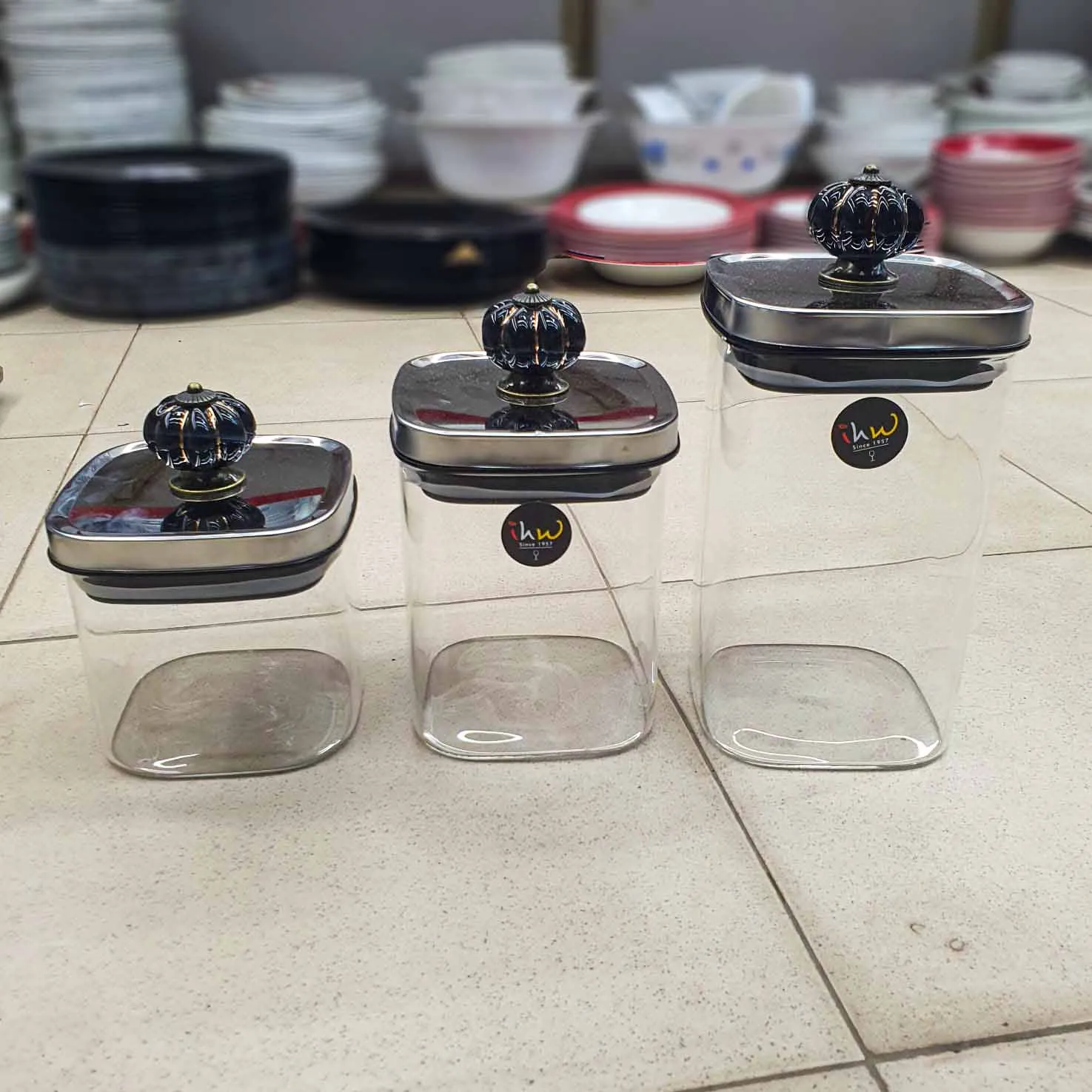 3pcs Square Glass jar Set UE 01305