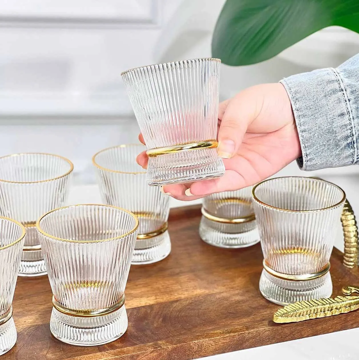 140ml Gold Rim staip Short Glass SE 01359