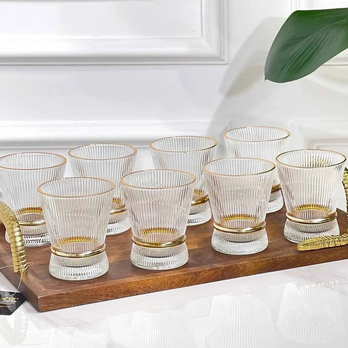 140ml Gold Rim staip Short Glass SE 01359 - Image 3