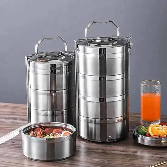 4pcs 16cm Hot & Cold Steel Lunch Carrier 00989