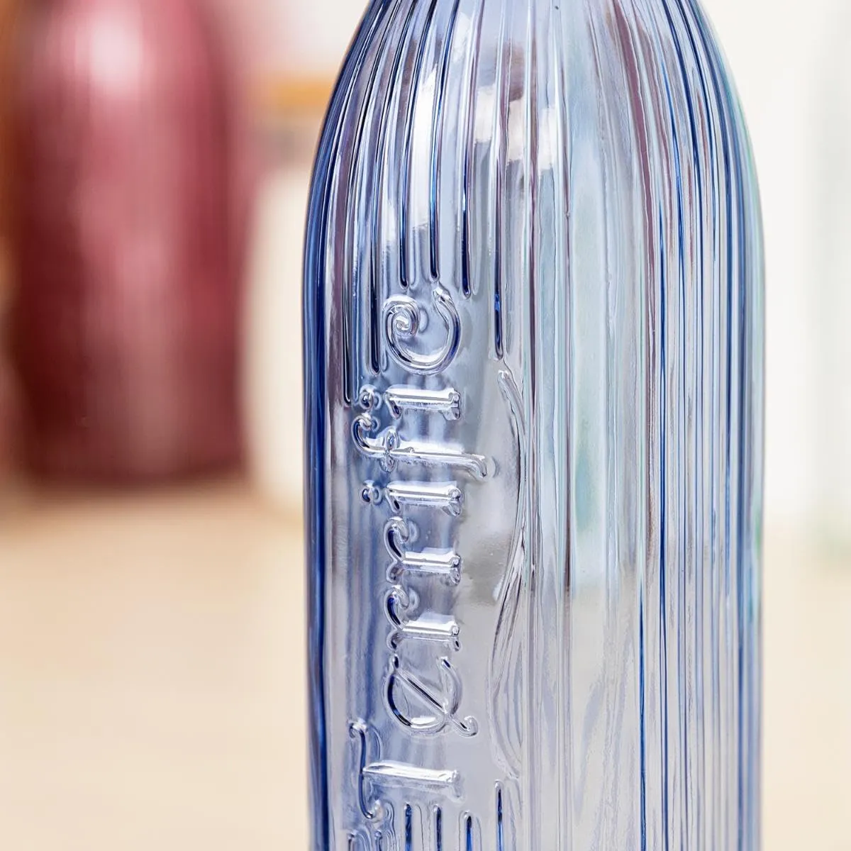 1 liter Glass water bottle ihw Square Step 01320 - Image 3