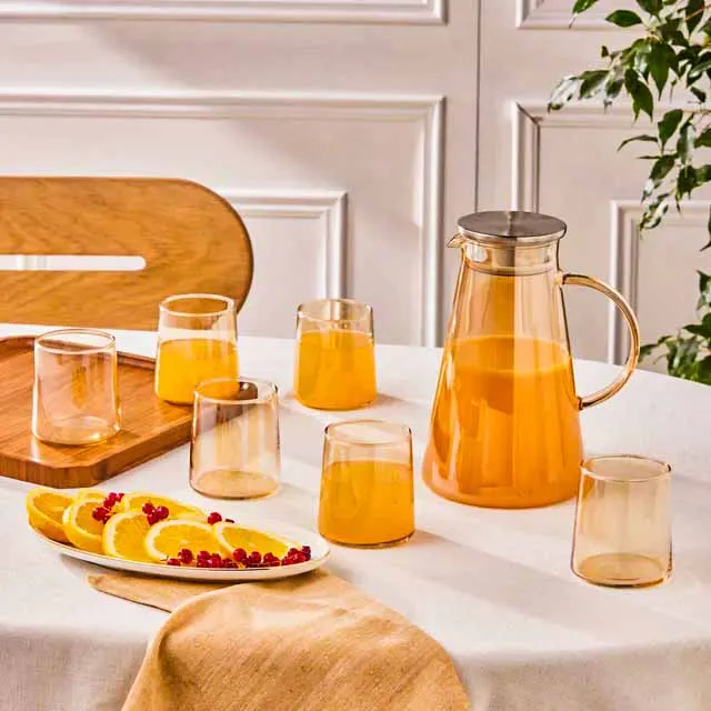 7pcs Borosilicate Glass Water Jug Set 00215-golden - Image 3