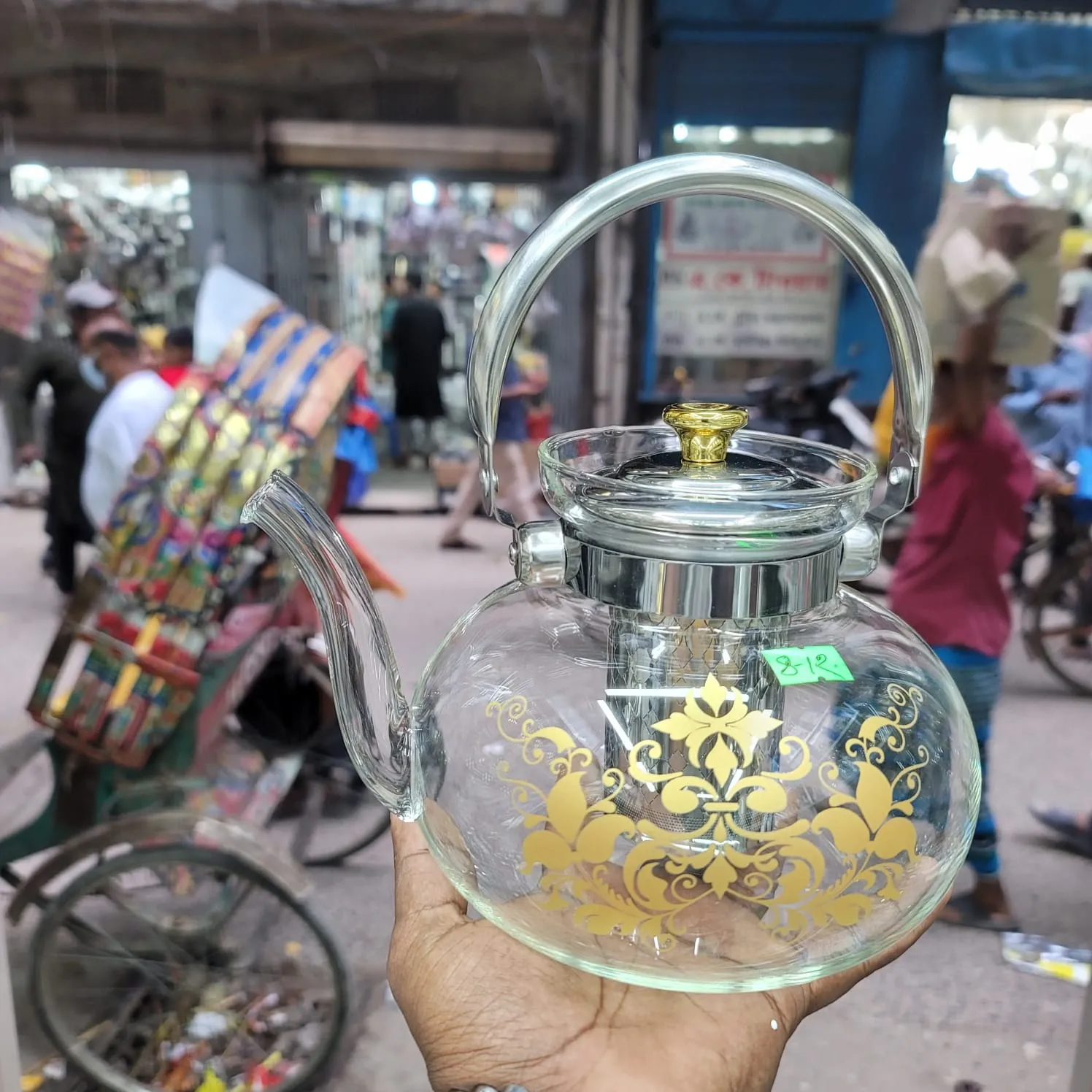 Round Flower Design Glass Kettle 01023 - Image 3