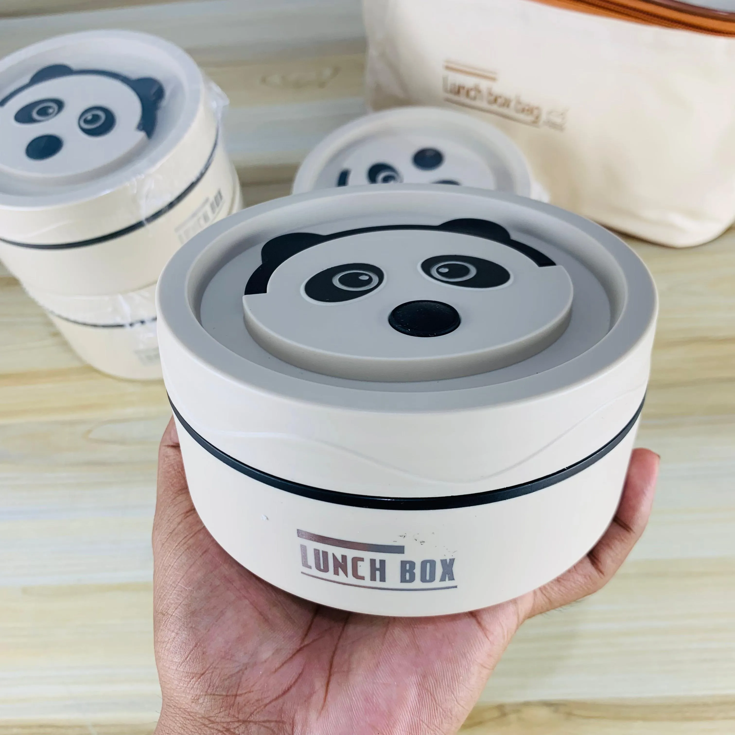4Pcs Stainless steel Lunch box with bag (PANDA) - Image 4