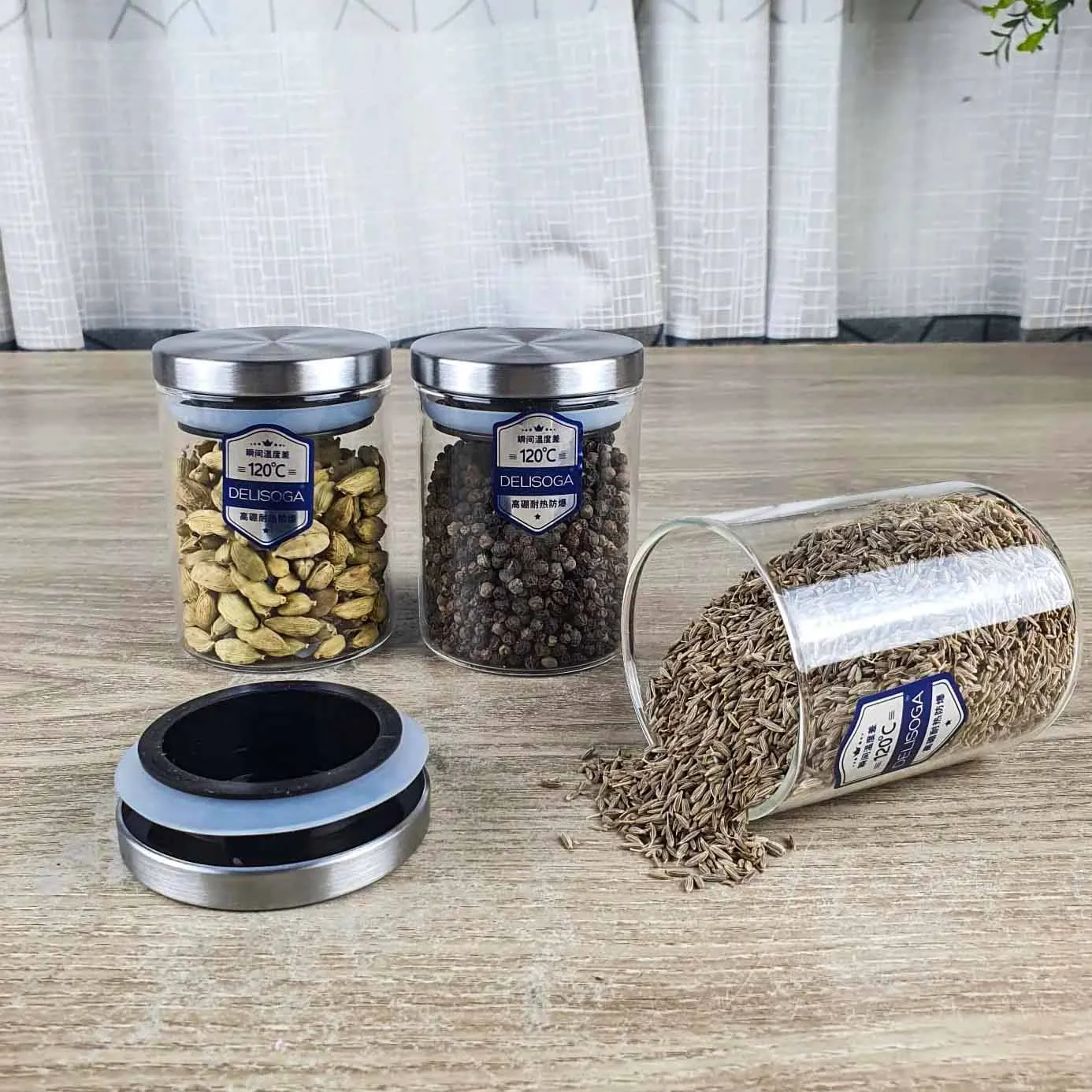 3pcs 230ml Glass Jar set Steel lid 01250