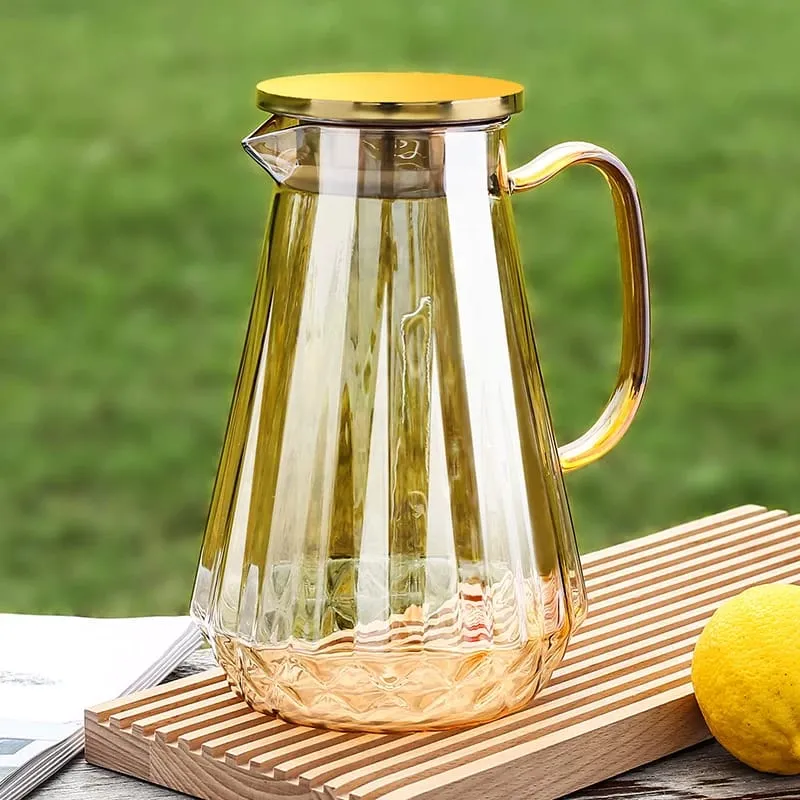 1.8 Liter Diamond Cut Golden Glass Jug 00679
