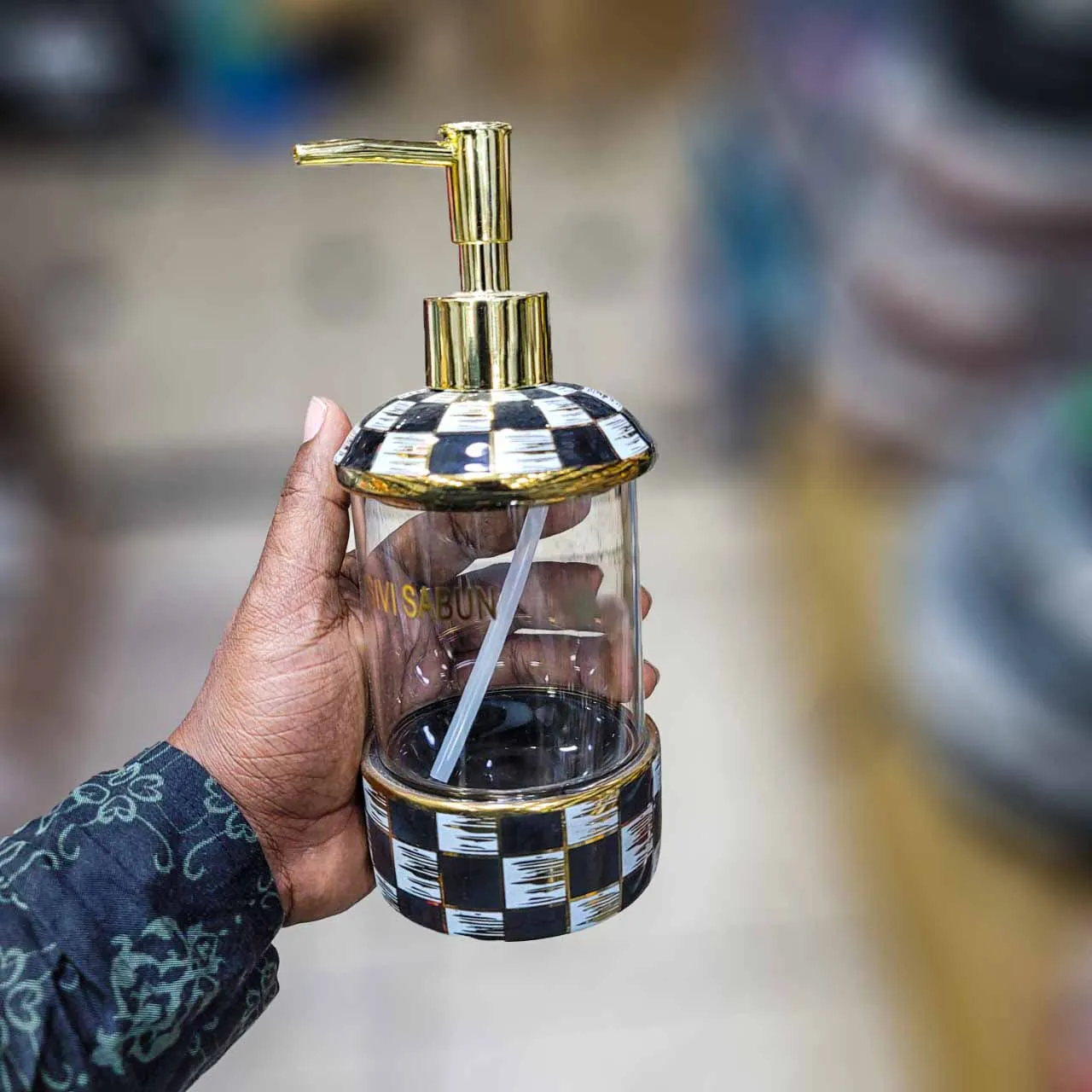 Ceramic Soap Dispenser Black & White Design 00851-3