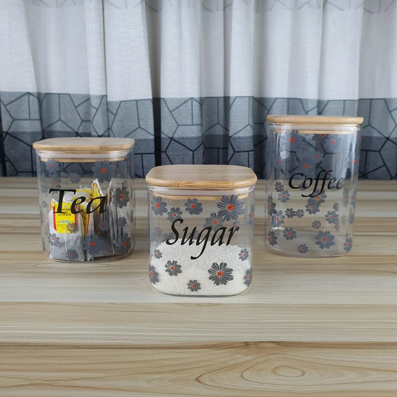 3pcs Tea Coffee Sugar Airtight Jar set - AH 00846