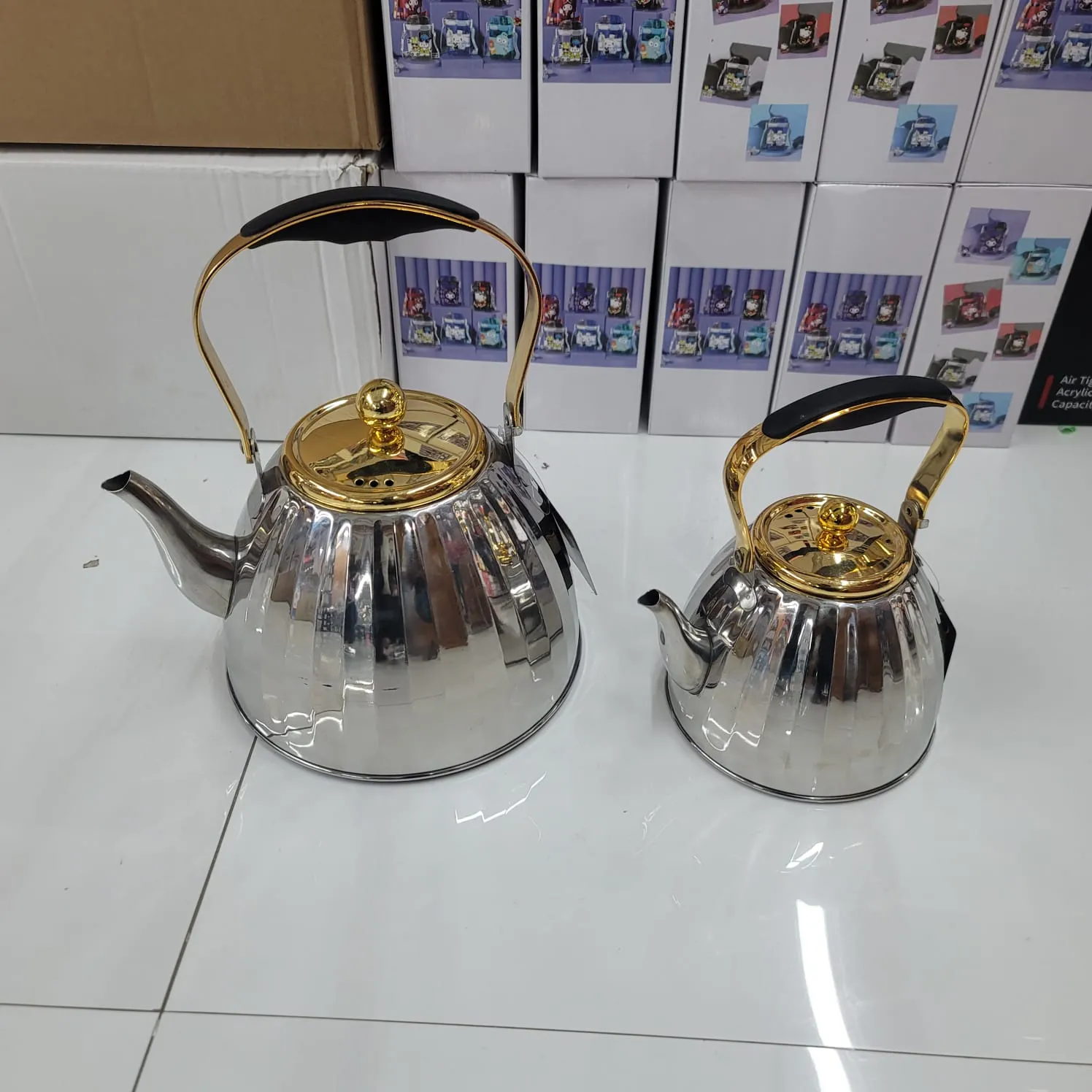2 Pcs Steel Kettle Set Step Design 00955