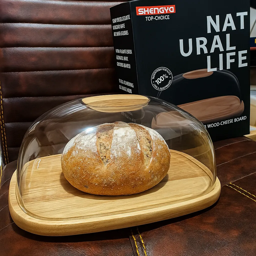 Wooden Bread Box With Acylic Lid  01178