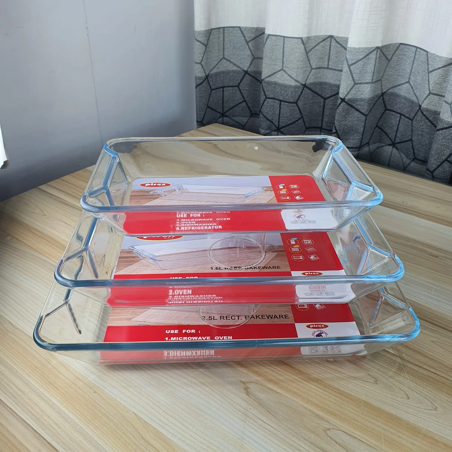 3pcs Rectangular Serving Dish Two Handle 00864