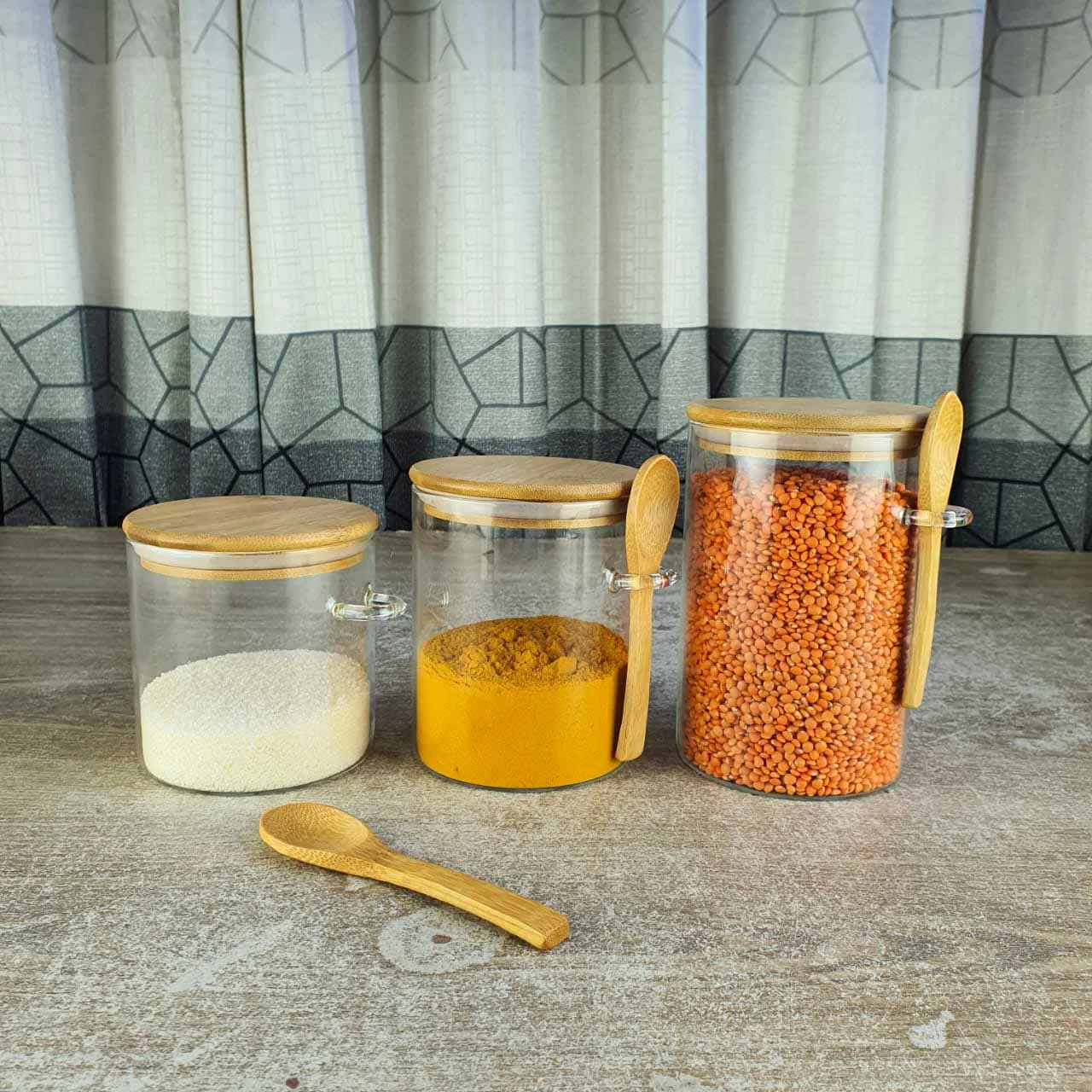 3pcs Airtight Jar set With Spoon - AH 00844