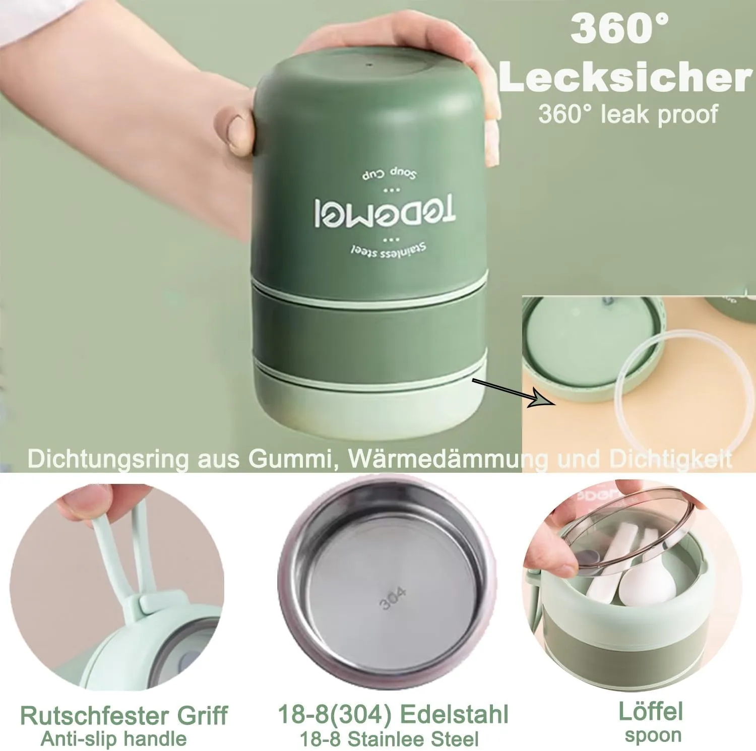 Stainless Steel Lunch Box & Soup Cup 01068 - Image 3