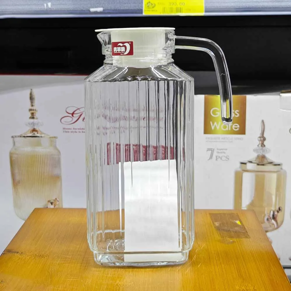 1.6 Liter Square Step Design Glass Jug 01185