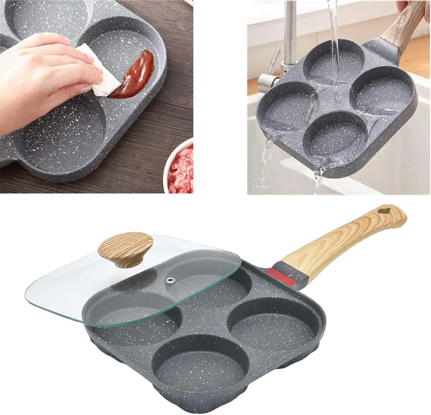 4 Hole Egg Pan With Lid 01329