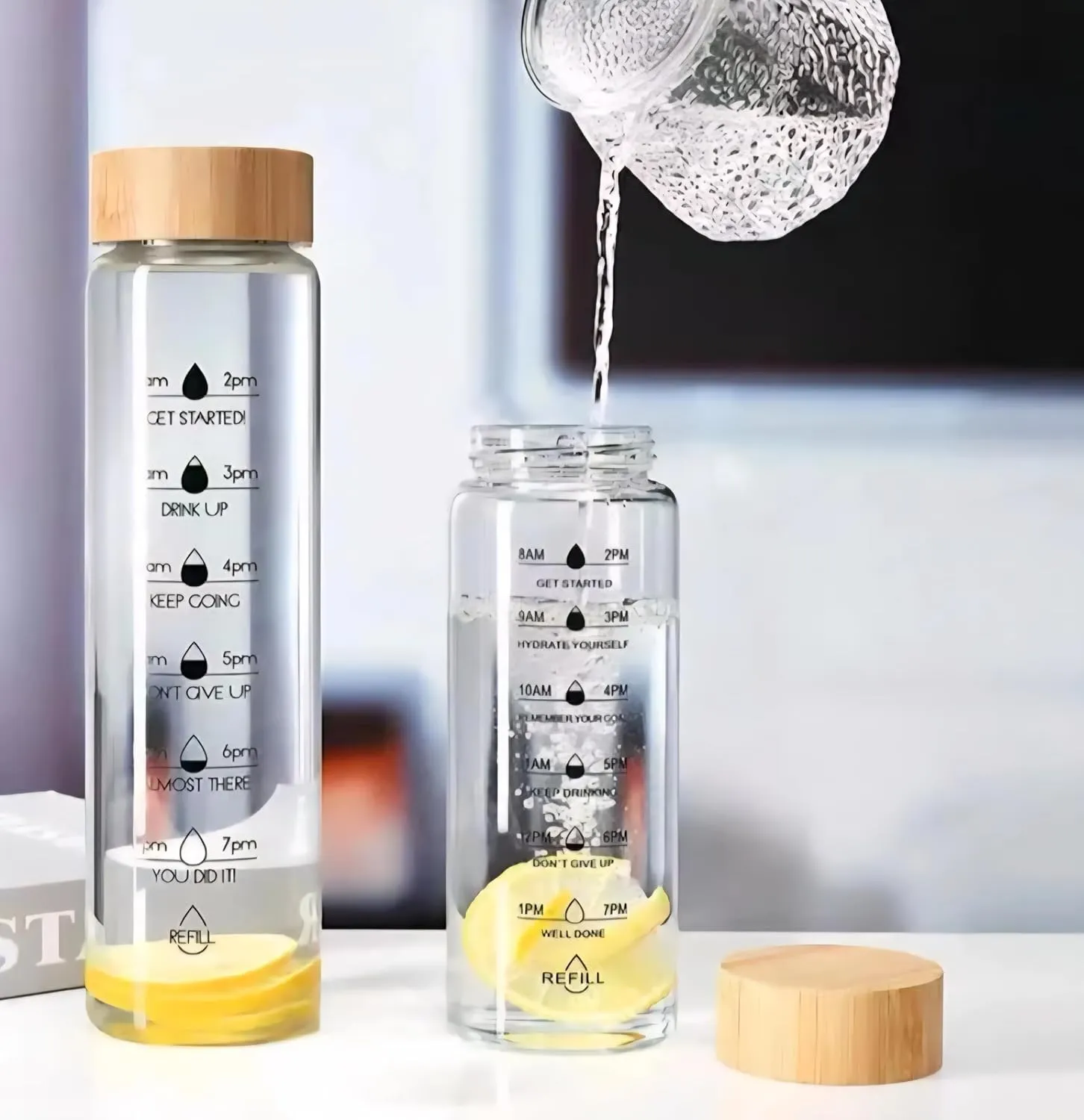Wooden Lid Time Mark Water Bottle 00850 - Image 3