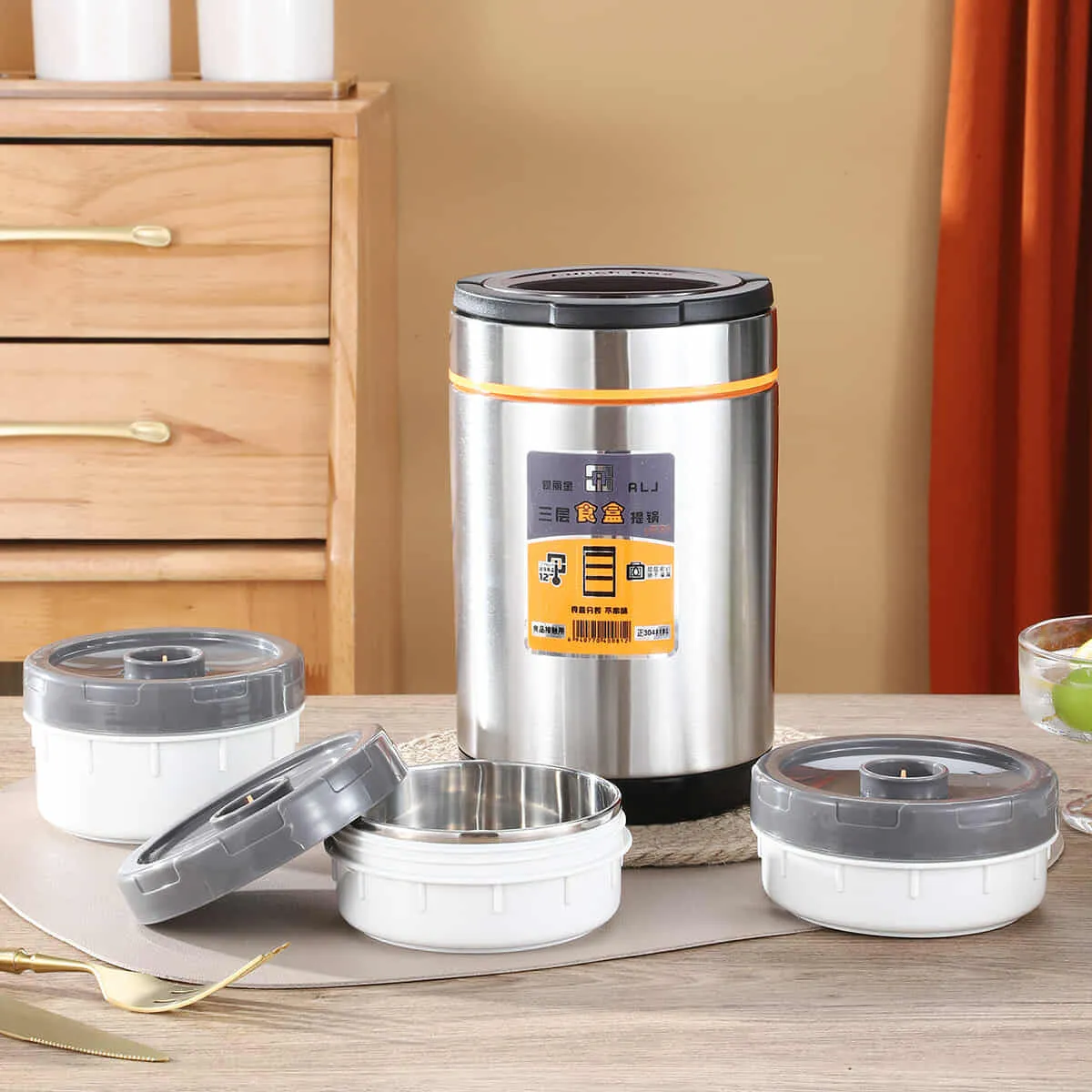 Stainless Steel Protable Hotpot Lunch Box 01399
