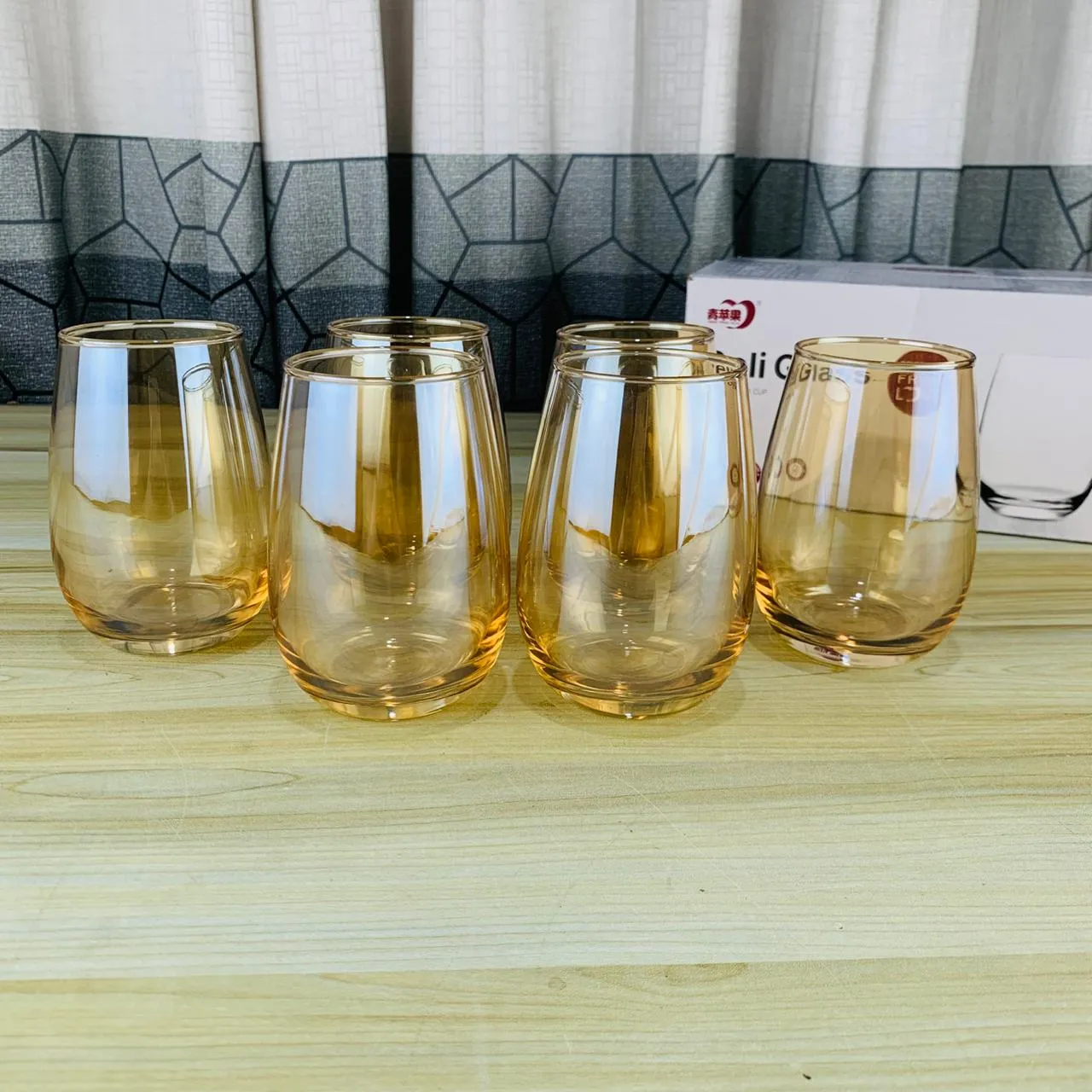 Deli Glass Golden Oval Plain 400ml AH 01274