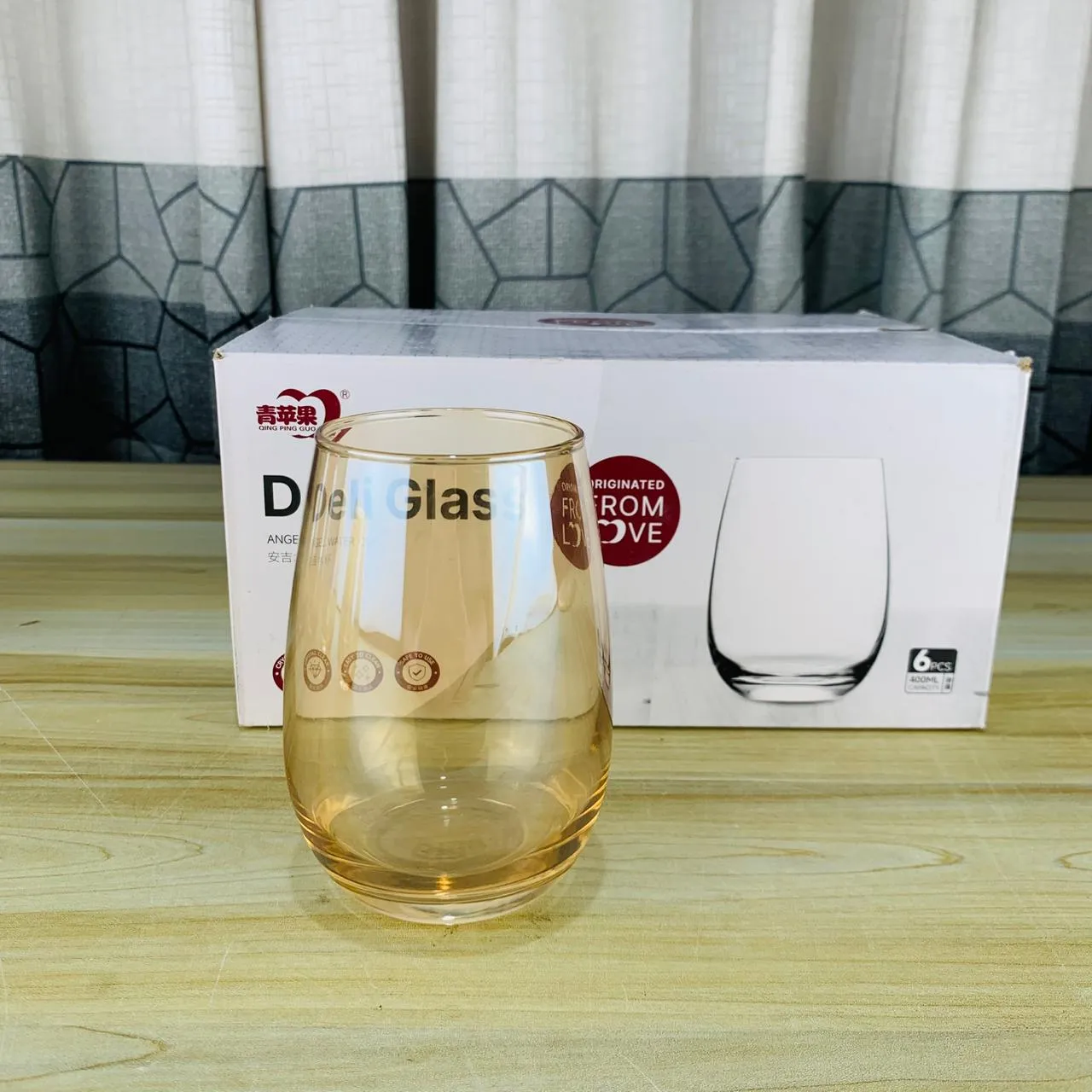 Deli Glass Golden Oval Plain 400ml AH 01274