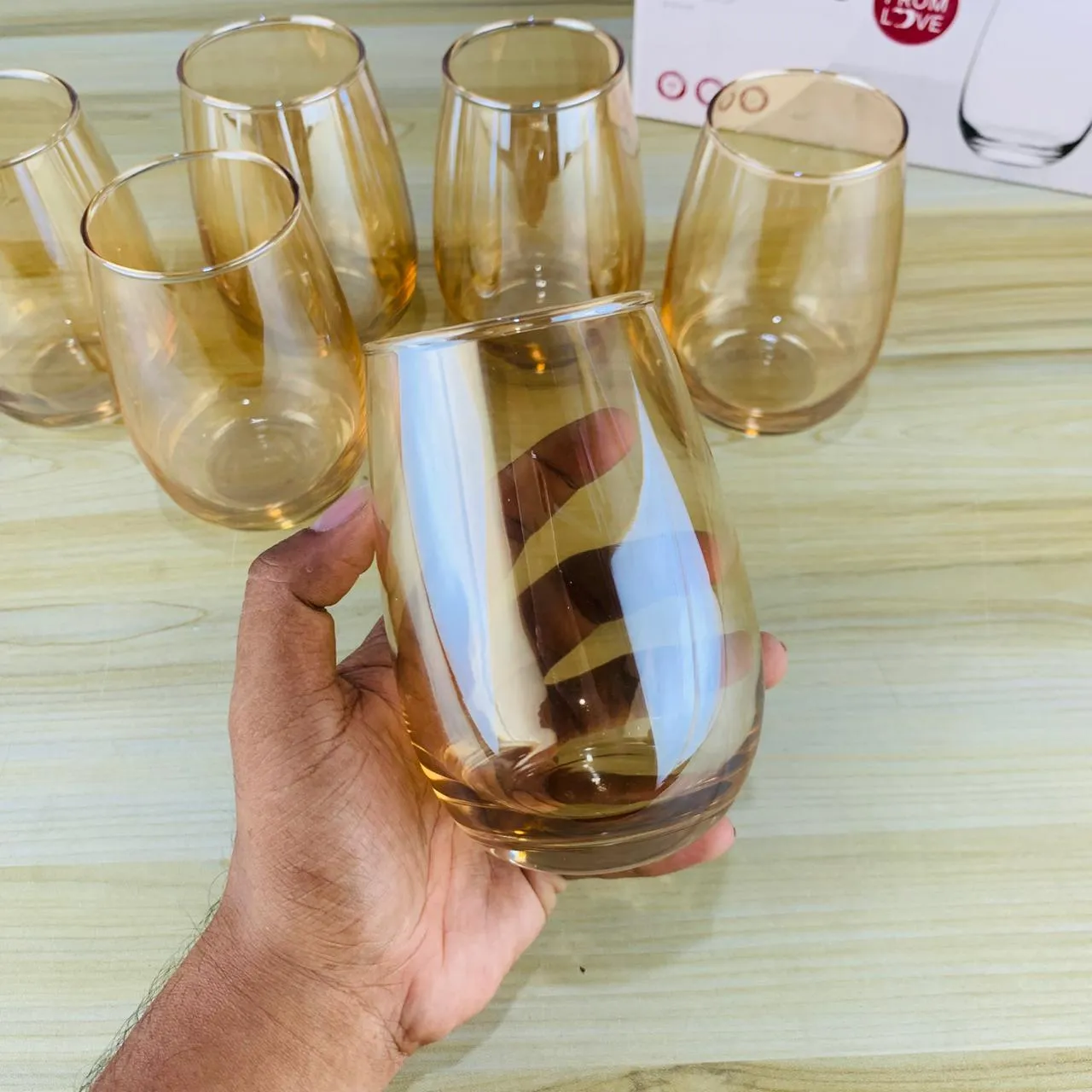Deli Glass Golden Oval Plain 400ml AH 01274 - Image 3