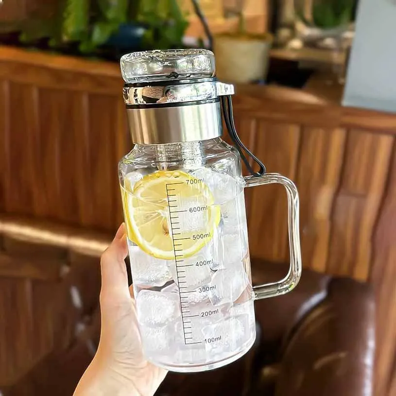 One Handle Sports Bottle Glass Lid 01093