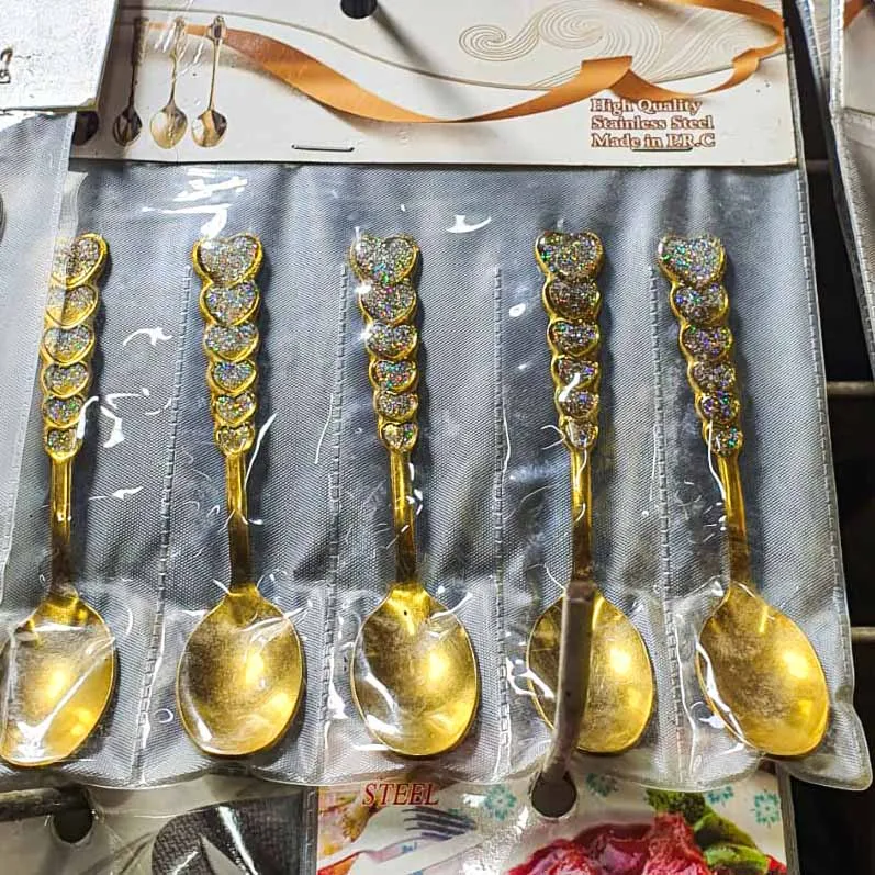 Stainless Steel Golden Tea Spoon LOVE 01334