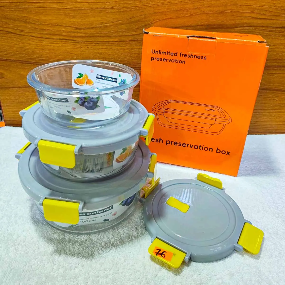 Multi Colour Round Fiber Lid Airtight Bati Set 01078