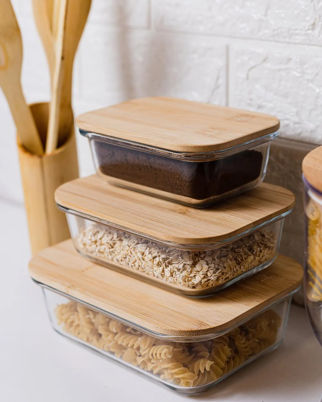 3pcs Wooden lid Airtight Bati Set 01135 - Image 3