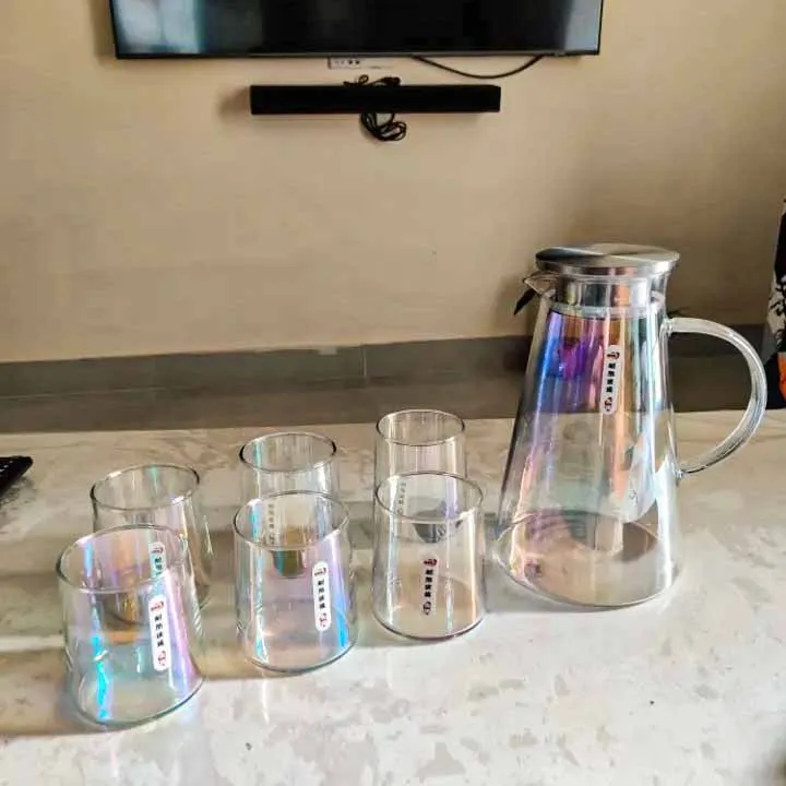 7pcs Borosilicate Glass Water Jug Set 00215-rainbow - Image 3