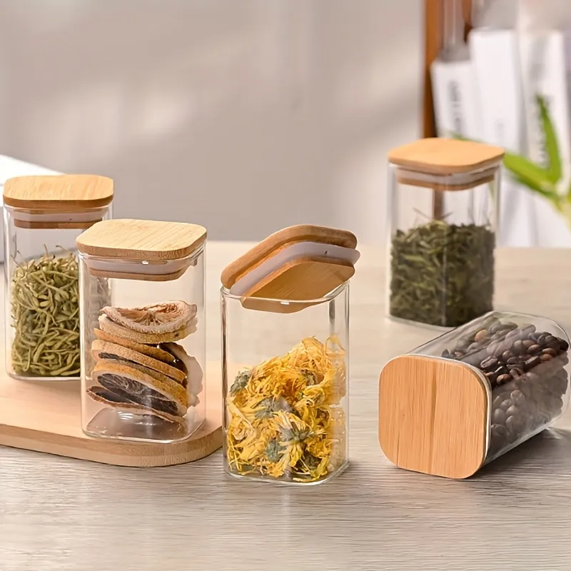 280ml Square Glass Jar Set 01356