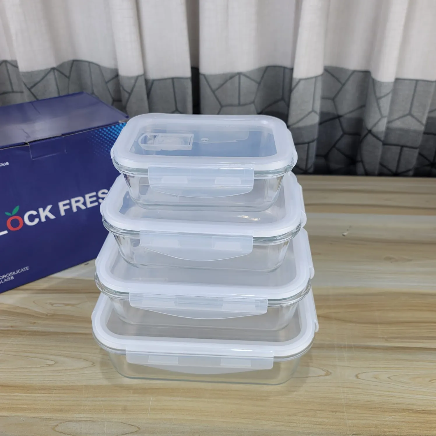 4pcs Transparent Square Airtight Bati Set 01092 - Image 3
