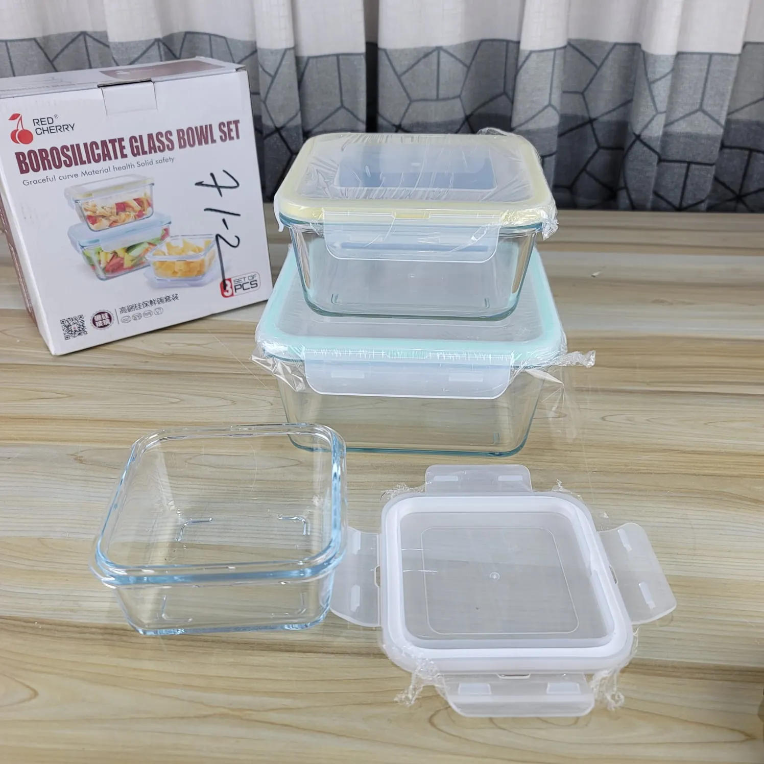 3pcs Multi Colour Square Airtight Bati Set 01090 - Image 3