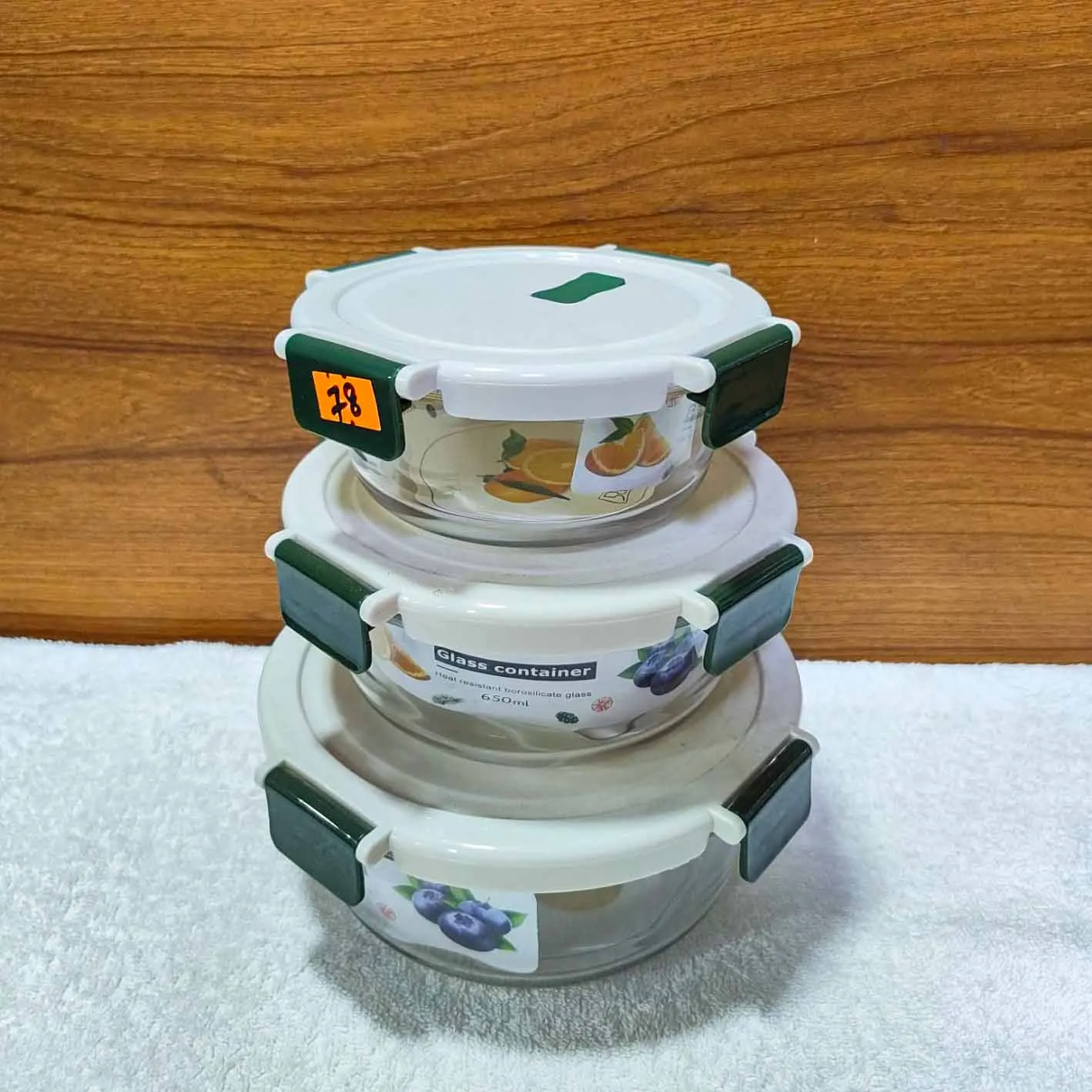 Multi Colour Round Fiber Lid Airtight Bati Set 01080