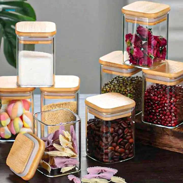 210ml Square Glass Jar Set 01105