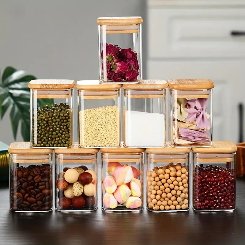 210ml Square Glass Jar Set 01105