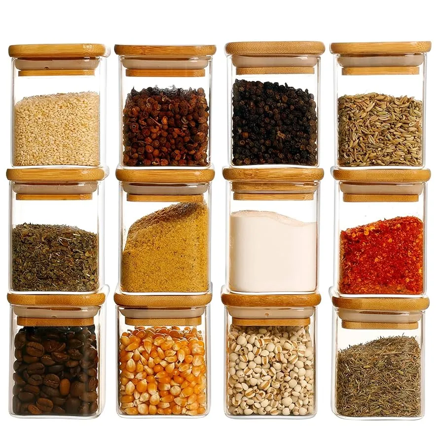 210ml Square Glass Jar Set 01105 - Image 3