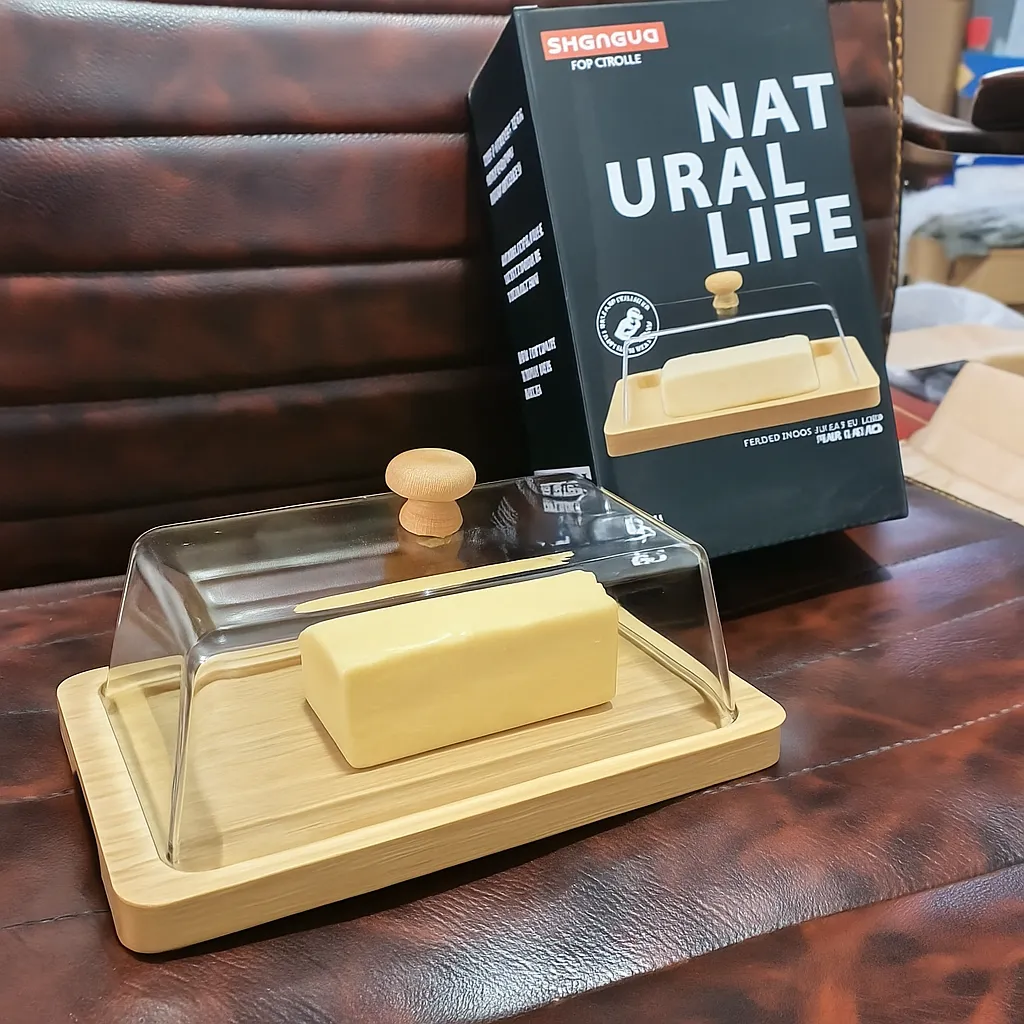 Wooden Butter Dish With Acylic Lid  01179