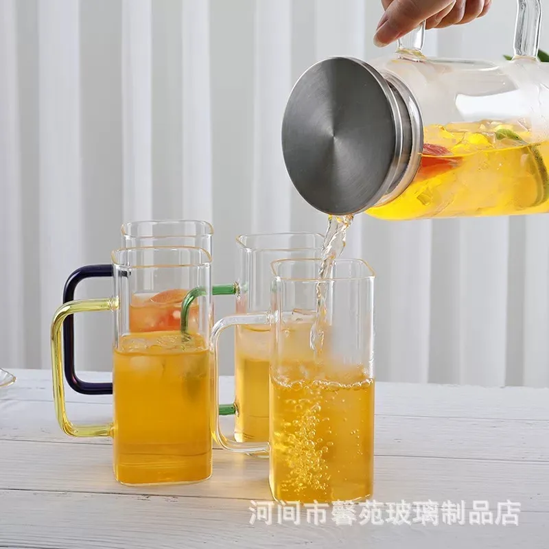 400ml 4pcs Borosilicate glass mug Square 01376