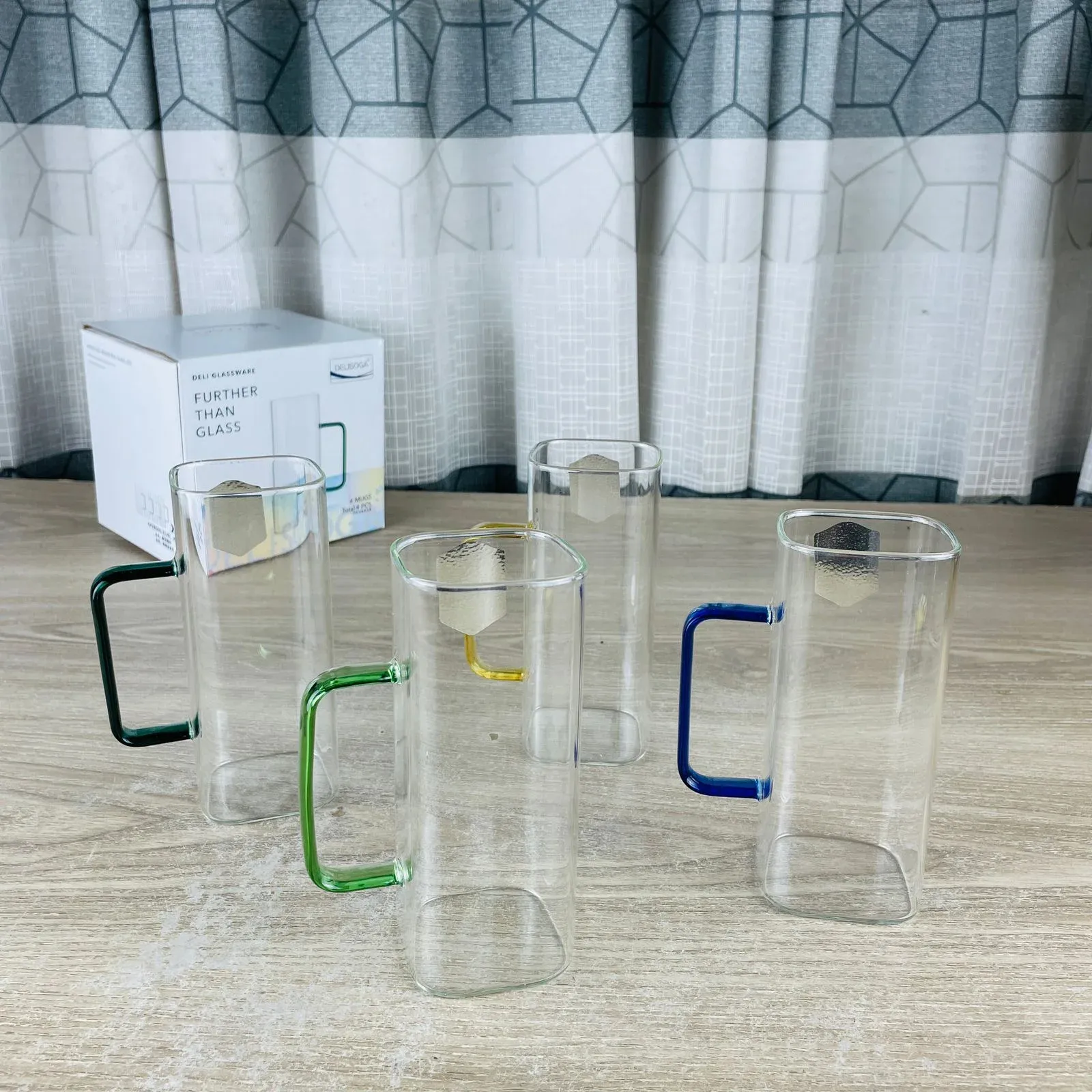 400ml 4pcs Borosilicate glass mug Square 01376 - Image 5