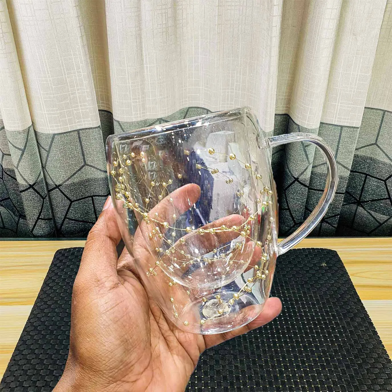 300ml Glass Mug Flower HDV 00915