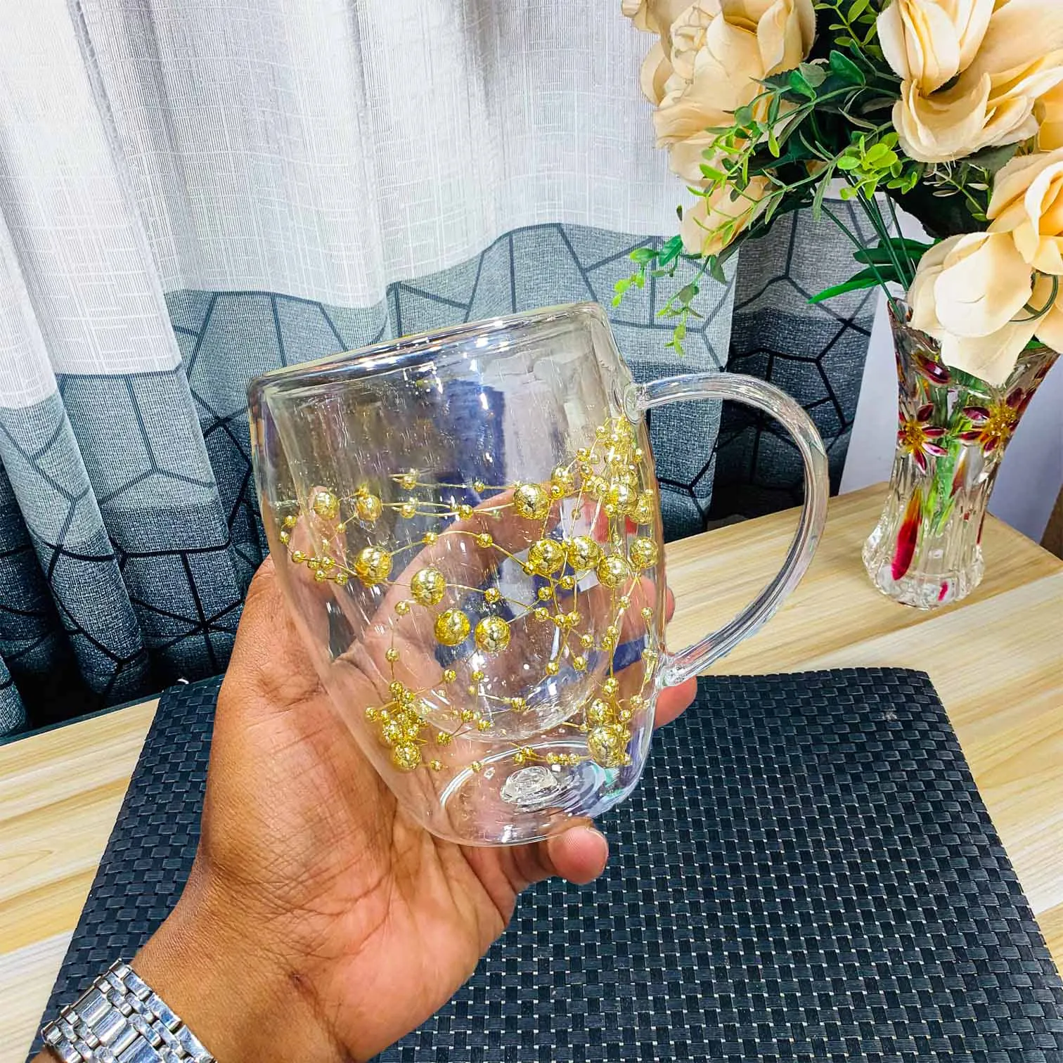 300ml Glass Mug Flower HDV 00915 - Image 3