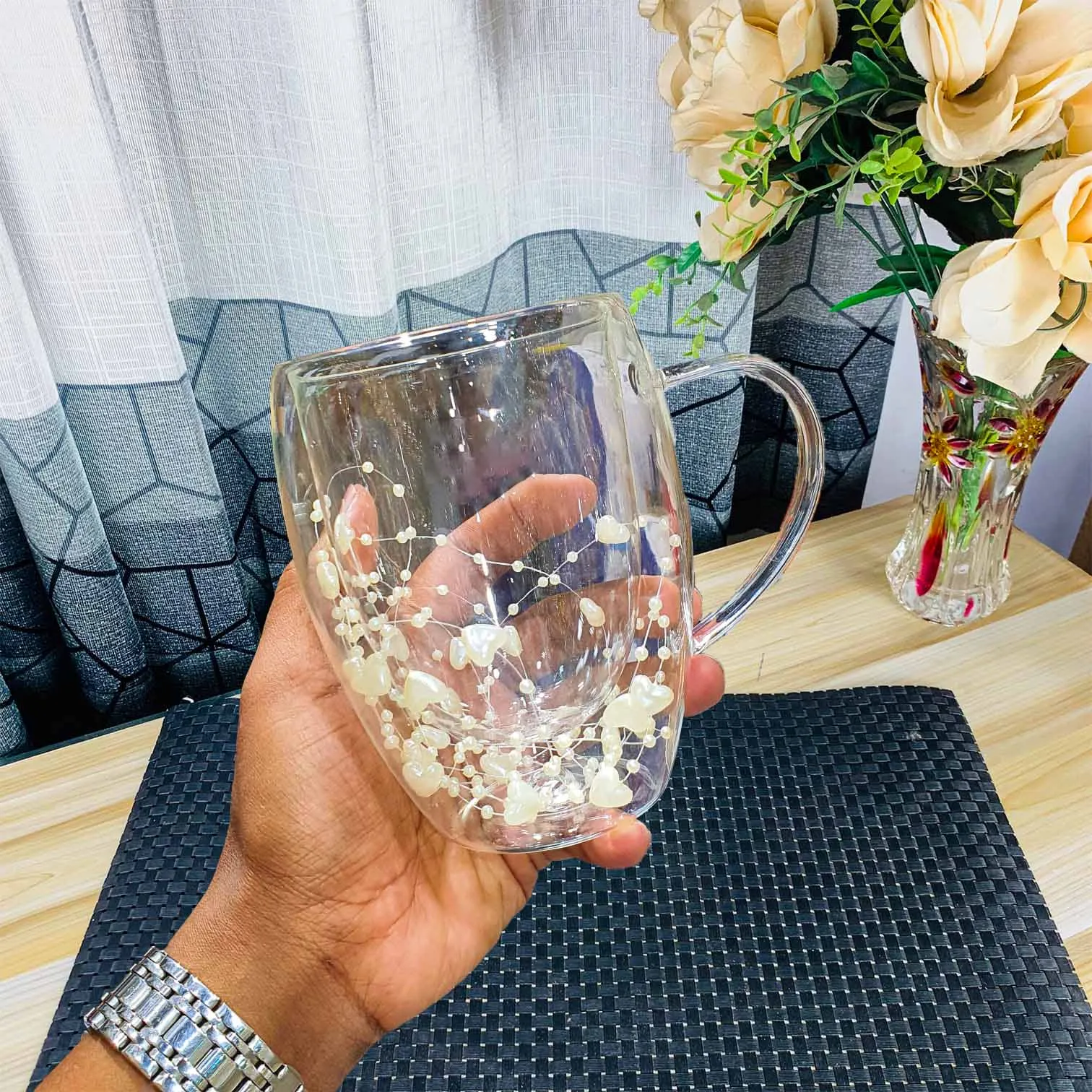 300ml Glass Mug Flower HDV 00915 - Image 4