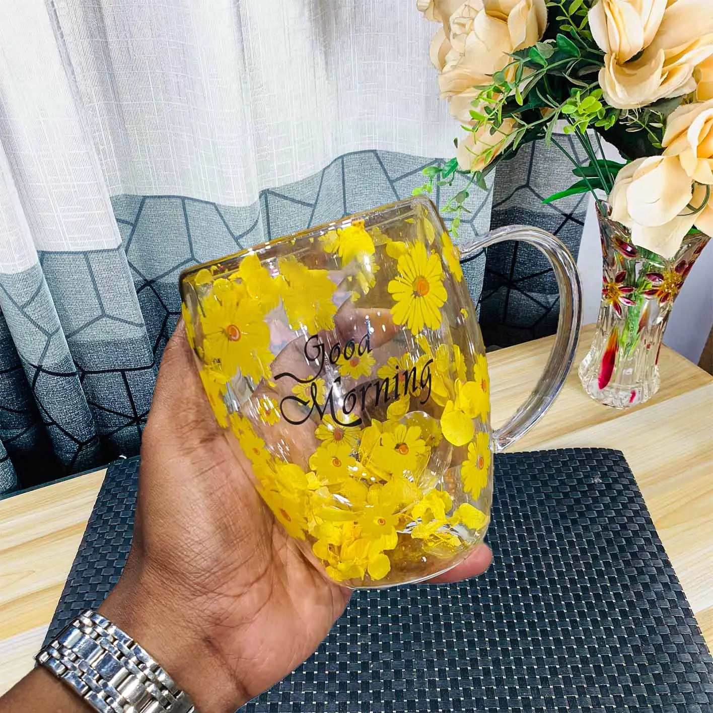 300ml Glass Mug Flower HDV 00915 - Image 5